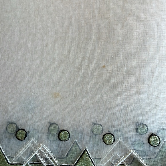 Antique (ca1920's/1930's) organdy hem fabric, sheer w geometric pattern hem/trim - Picture 6 of 7